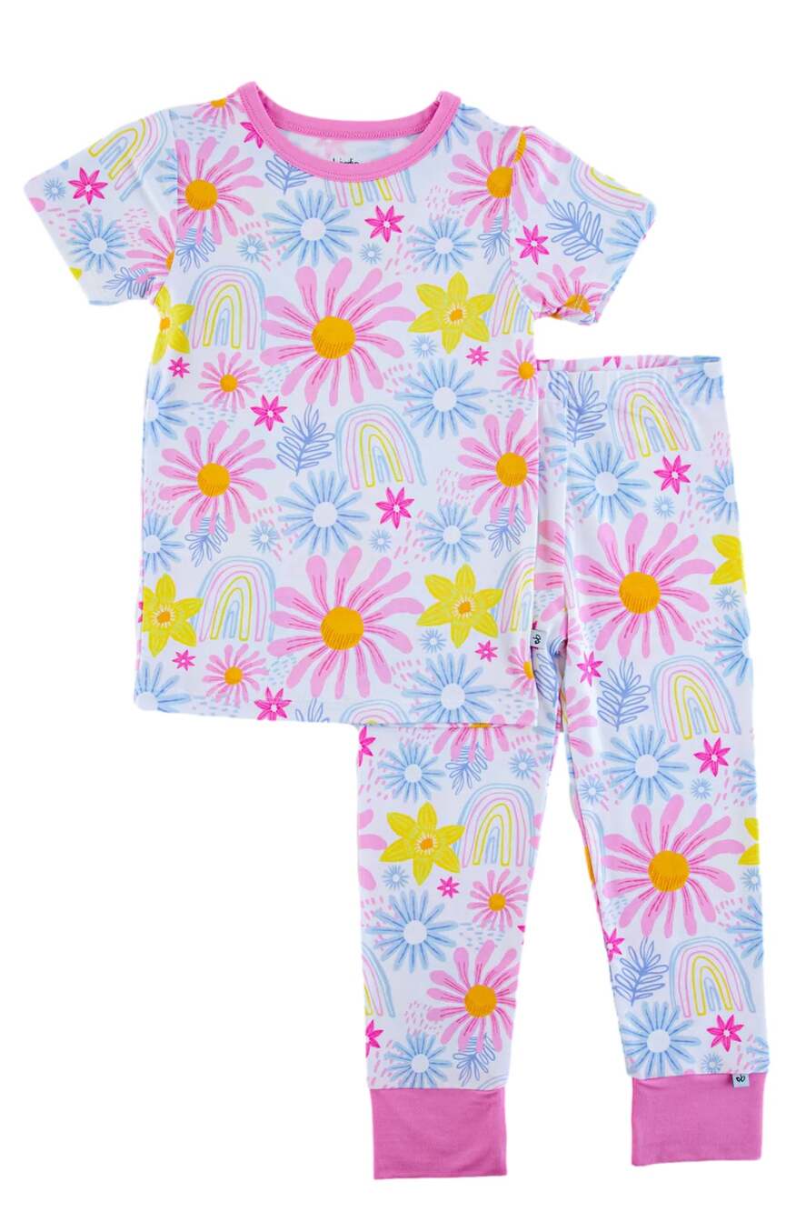 Birdie Bean Delia 2 Piece Pajamas Bamboo Shirt Pants Girls Size 6T Pink Floral
